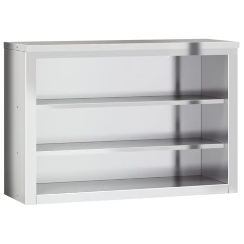 vidaXL Küche Wandschrank, Küchenschrank mit Ablagen Wandmontage, Gastro Hängeschrank Schrank, Edelstahlschrank Wandhängeschrank, Edelstahl von vidaXL