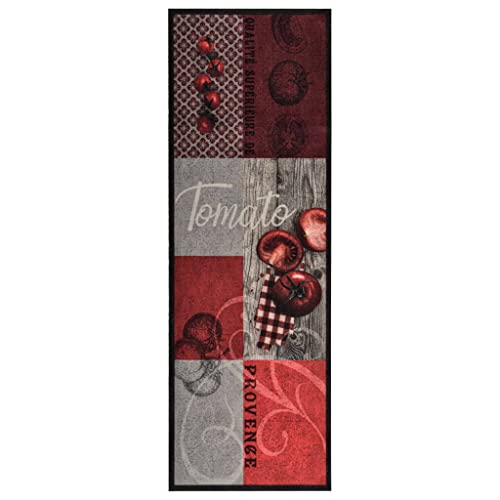 vidaXL Küchenläufer Teppich Runner Tomatenprint 45x150 cm Multi-color 5' x 1.5' Polyamid 4 mm Florhöhe 5 mm Höhe 1.180 g/m² 205.000 g/m² Tuftdichte Wasserfest Anti-Rutsch von vidaXL
