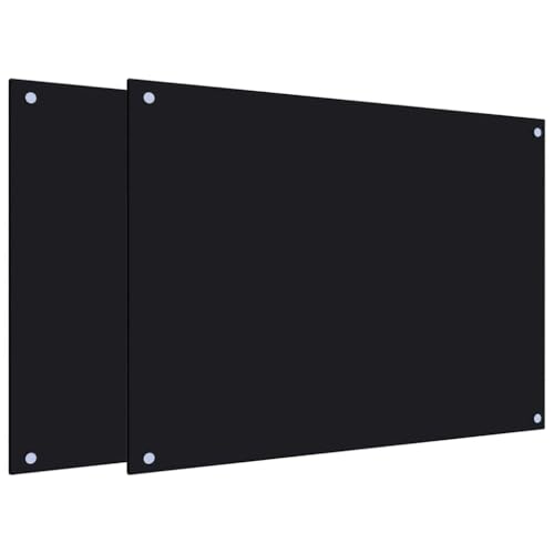 vidaXL Küchenrückwände 2 STK. Schwarz 80x60 cm Hartglas, Rückwand, Rückwand für Küche, Rückwand aus Glas, Rückwände, Spritzschutz von vidaXL
