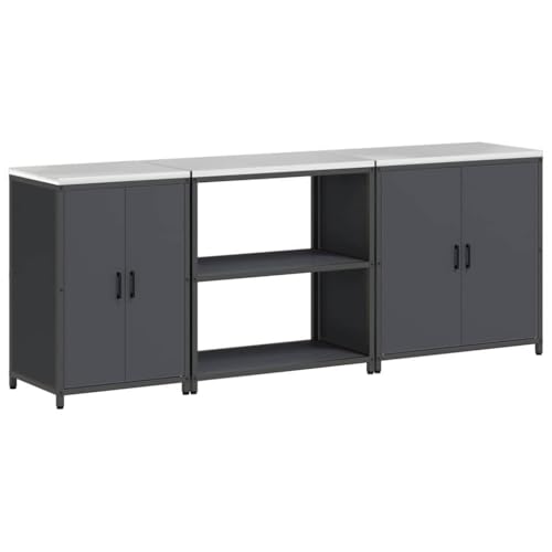 vidaXL Küchenschrank Set - Industrial, rechteckig, pulverbeschichtet, höhenverstellbare Regale - modernes Loft-Möbel von vidaXL