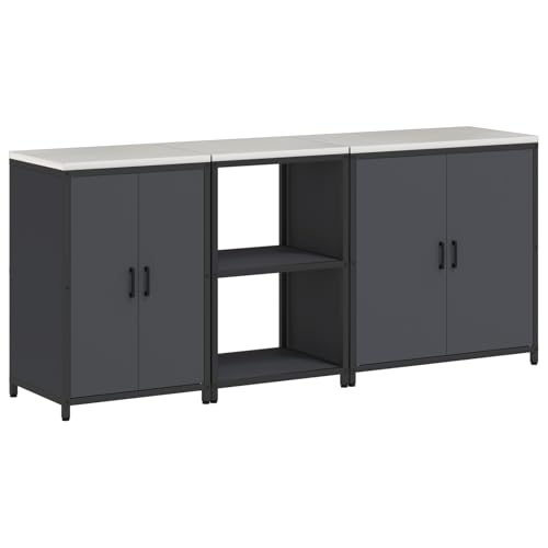 vidaXL Küchenschrank Vorratslager Garage Set - Industriestil, rechteckig, pulverbeschichtet, mit verstellbarem Regal. Ideal für modernes Loft-Leben oder praktische Anwendungen. von vidaXL