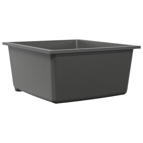 vidaXL Küchenspüle Graues Granit Mit Überlaufloch Rechteckiges Design Für Lebensmittelvorbereitung 380 X 440 200 Mm Innen Matt Oberfläche Einfache Reinigung Robuste von vidaXL
