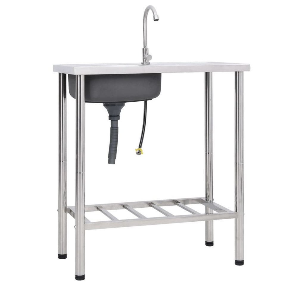 vidaXL Küchenspüle Küche Spülbecken Camping-Spüle mit Wasserhahn Edelstahl, 75/40 cm vidaXL Küchenspüle Küche Spülbecken Camping-Spüle mit Wasserhahn Edelstahl, 75/40 cm von vidaXL