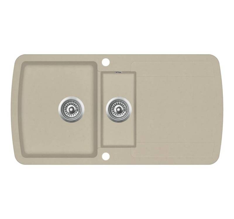 vidaXL Küchenspüle Küche Spülbecken Granitspüle Doppelbecken Beige, 96/50 cm von vidaXL