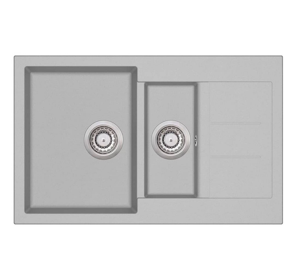 vidaXL Küchenspüle Küche Spülbecken Granitspüle Doppelbecken Grau, 80/50 cm vidaXL Küchenspüle Küche Spülbecken Granitspüle Doppelbecken Grau, 80/50 cm von vidaXL