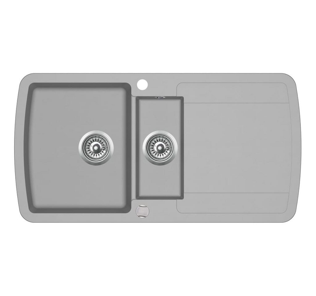 vidaXL Küchenspüle Küche Spülbecken Granitspüle Doppelbecken Grau, 96/50 cm vidaXL Küchenspüle Küche Spülbecken Granitspüle Doppelbecken Grau, 96/50 cm von vidaXL