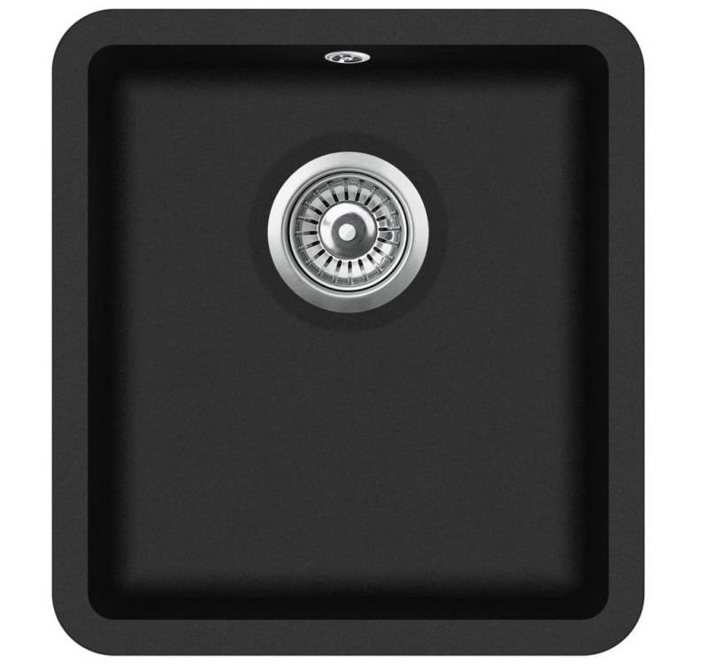 vidaXL Küchenspüle Küche Spülbecken Granitspüle Einzelbecken Schwarz, 42/46 cm von vidaXL