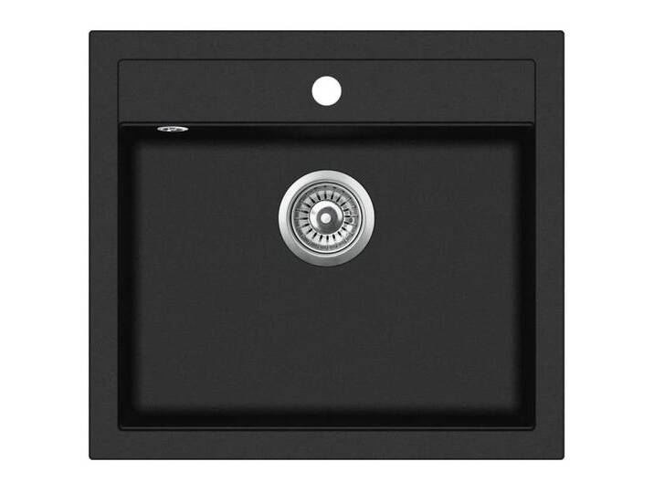 vidaXL Küchenspüle Küche Spülbecken Granitspüle Einzelbecken Schwarz, 56/51 cm, schwarz von vidaXL