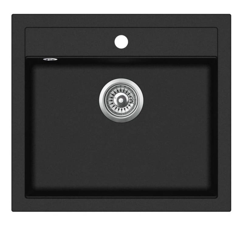 vidaXL Küchenspüle Küche Spülbecken Granitspüle Einzelbecken Schwarz, 56/51 cm von vidaXL