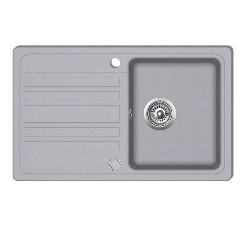 vidaXL Küchenspüle Küche Spülbecken Granitspüle mit Abtropffläche Reversibel Grau, 76/46 cm von vidaXL
