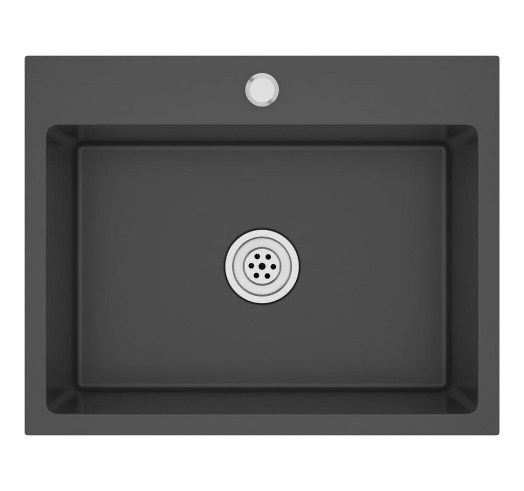 vidaXL Küchenspüle Küche Spülbecken Massive Einbauspüle Schwarz Edelstahl, 55/44 cm vidaXL Küchenspüle Küche Spülbecken Massive Einbauspüle Schwarz Edelstahl, 55/44 cm von vidaXL