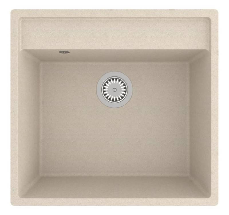 vidaXL Küchenspüle Spülbecken Küchenspüle mit Überlauf Beige Granit, 53/50 cm von vidaXL