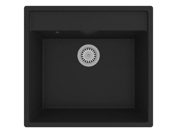 vidaXL Küchenspüle Spülbecken Küchenspüle mit Überlauf Schwarz Granit, 53/50 cm, schwarz von vidaXL