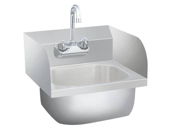 vidaXL Küchenspüle Spüle Küche Spülbecken Gastro-Handwaschbecken mit Wasserhahn Edelstahl, 40/40 cm von vidaXL