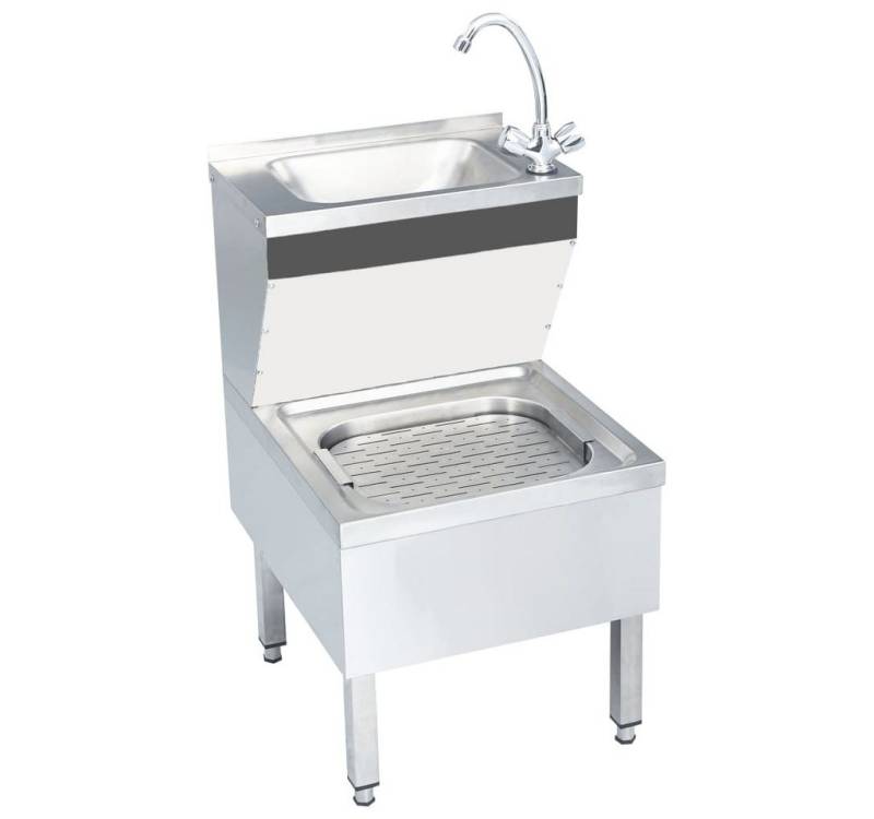 vidaXL Küchenspüle Spüle Küche Spülbecken Gastro-Handwaschbecken mit Wasserhahn Freistehe, 50/60 cm von vidaXL