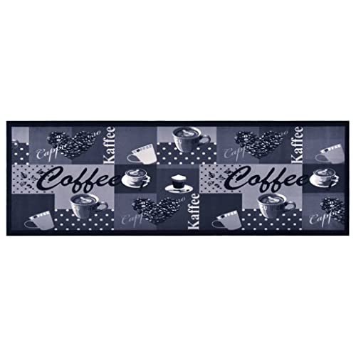 vidaXL Küchenteppich Waschbar rutschfest Küchenläufer Teppichläufer Läufer Teppich Flurteppich Küche Bodenmatte Fußmatte Kaffee Blau 60x300cm von vidaXL
