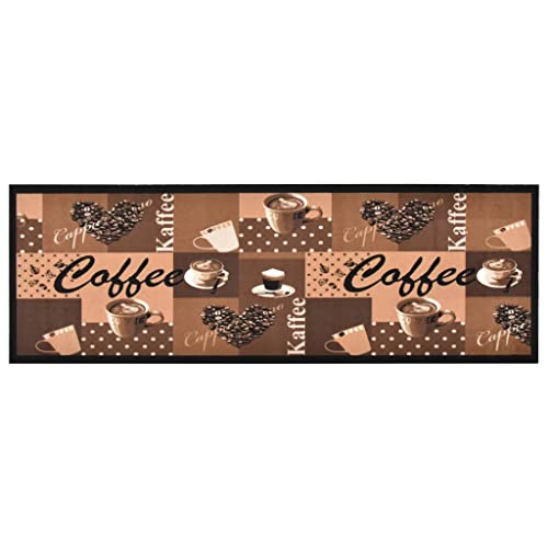 vidaXL Küchenteppich Waschbar rutschfest Küchenläufer Teppichläufer Läufer Teppich Flurteppich Küche Bodenmatte Fußmatte Kaffee Braun 60x300cm von vidaXL