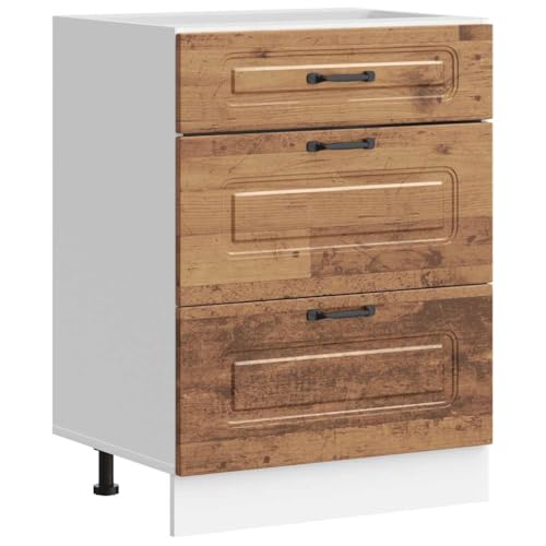 vidaXL Küchenunterschrank Kalmar Altholz-Optik Holzwerkstoff, Spülenunterschrank, Schrank Küche, Lagerschrank, Unterschrank für Küche, Küchenzeile von vidaXL