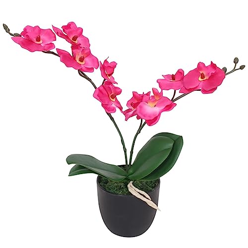 vidaXL Künstliche Orchidee mit Topf Kunstpflanze Kunstblume Dekoblume 30 cm Rot von vidaXL