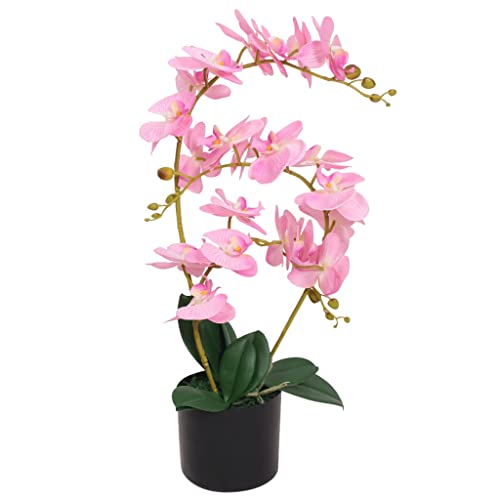 vidaXL Künstliche Orchidee mit Topf Kunstpflanze Kunstblume Dekoblume 65 cm Rosa von vidaXL