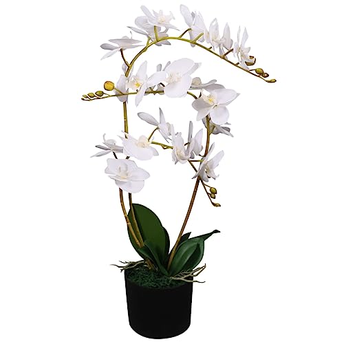 vidaXL Künstliche Orchidee mit Topf Kunstpflanze Kunstblume Dekoblume 65 cm Weiß von vidaXL