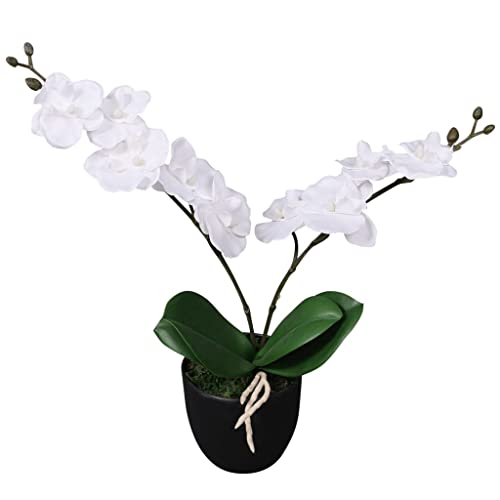 vidaXL Künstliche Orchidee mit Topf künstliche Pflanze Kunstpflanze 30 cm Weiß von vidaXL