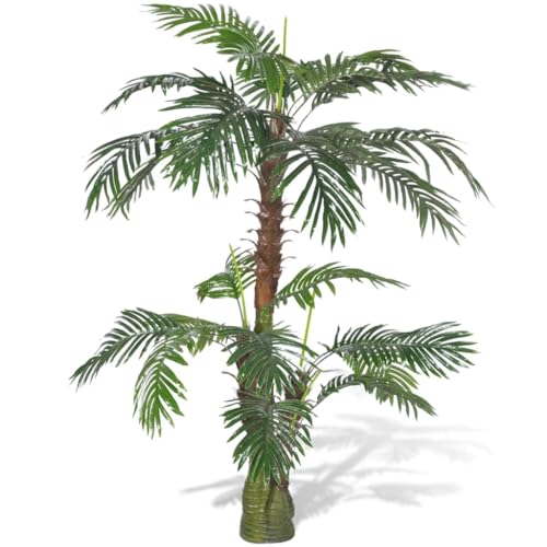 vidaXL Künstliche Pflanze Cycas-Palme Cycaspalme Künstliche Palme Cycas Kunstpalme Kunstpflanze Kunstbaum 25 Wedel Kunststoff und Holz 150cm von vidaXL