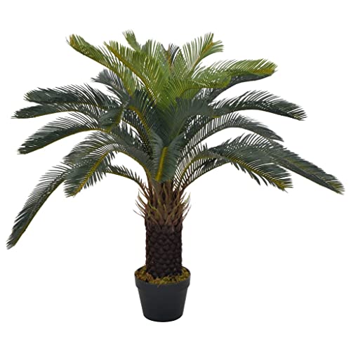 vidaXL Künstliche Pflanze Cycas-Palme mit Topf Kunstpflanze Dekopflanze Zimmerpflanze Topfpflanze Büropflanze Grünpflanze Kunstbaum Deko Grün 90cm von vidaXL