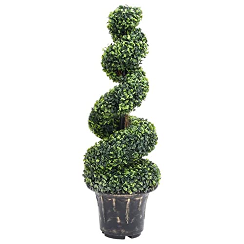 vidaXL Künstlicher Buchsbaum mit Topf Spiralform Kunstpflanze Kunstbaum Zimmerpflanze Dekopflanze Grünpflanze Künstliche Pflanze Deko Grün 100cm von vidaXL