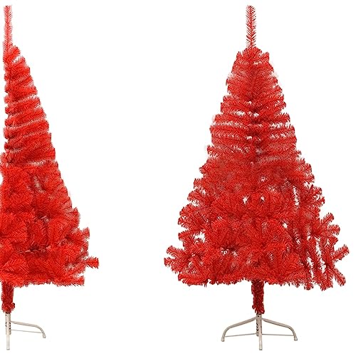 vidaXL Künstlicher Halb-Weihnachtsbaum mit Ständer Rot 120 cm PVC von vidaXL