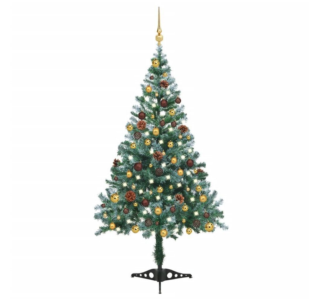 vidaXL Künstlicher Weihnachtsbaum Künstlicher Weihnachtsbaum mit Beleuchtung Kugeln Zapfen 150 cm von vidaXL