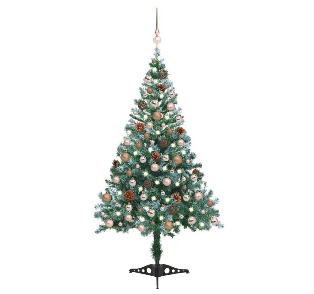 vidaXL Künstlicher Weihnachtsbaum Weihnachtsbaum Gefrostet mit Beleuchtung Kugeln Zapfen 150 cm von vidaXL