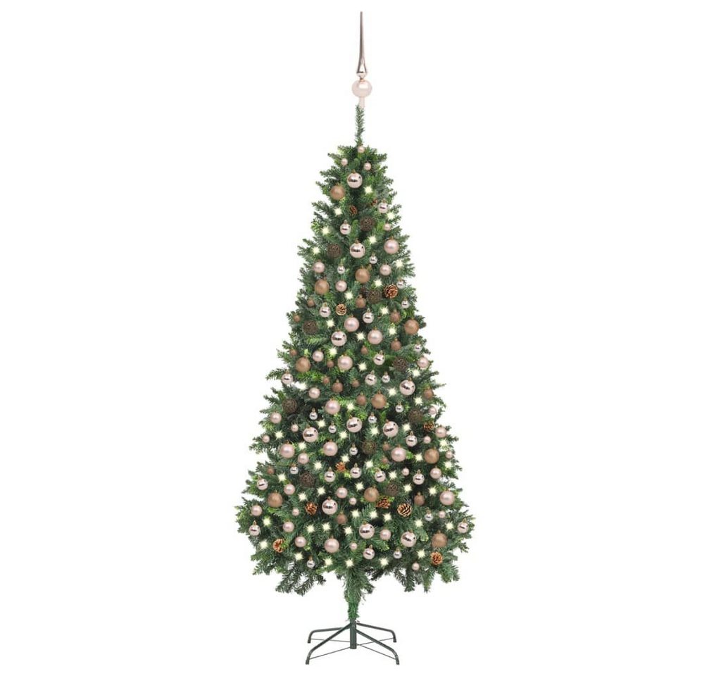 vidaXL Künstlicher Weihnachtsbaum Künstlicher Weihnachtsbaum mit Beleuchtung Kugeln Zapfen 210 cm von vidaXL