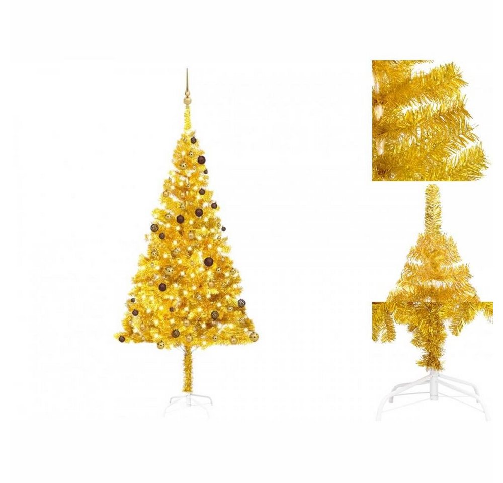 vidaXL Künstlicher Weihnachtsbaum Künstlicher Weihnachtsbaum mit LEDs Kugeln Golden 240cm PET von vidaXL