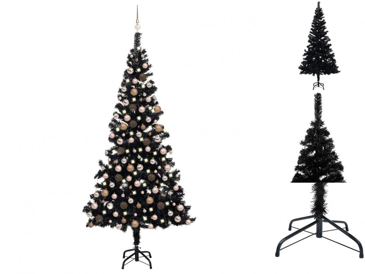 vidaXL Künstlicher Weihnachtsbaum Künstlicher Weihnachtsbaum mit LEDs Kugeln Schwarz 240cm PVC von vidaXL