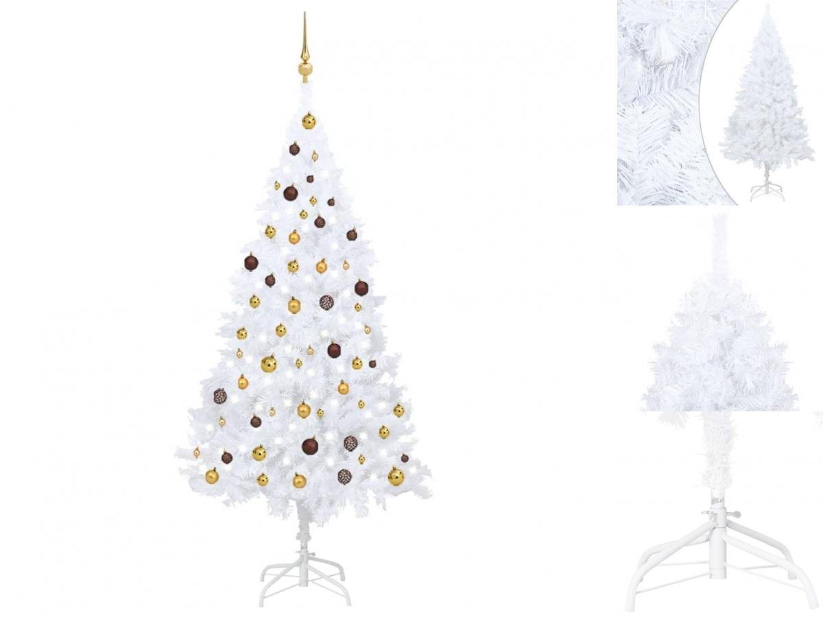 vidaXL Künstlicher Weihnachtsbaum Künstlicher Weihnachtsbaum mit LEDs Kugeln Weiß 210 cm PVC von vidaXL