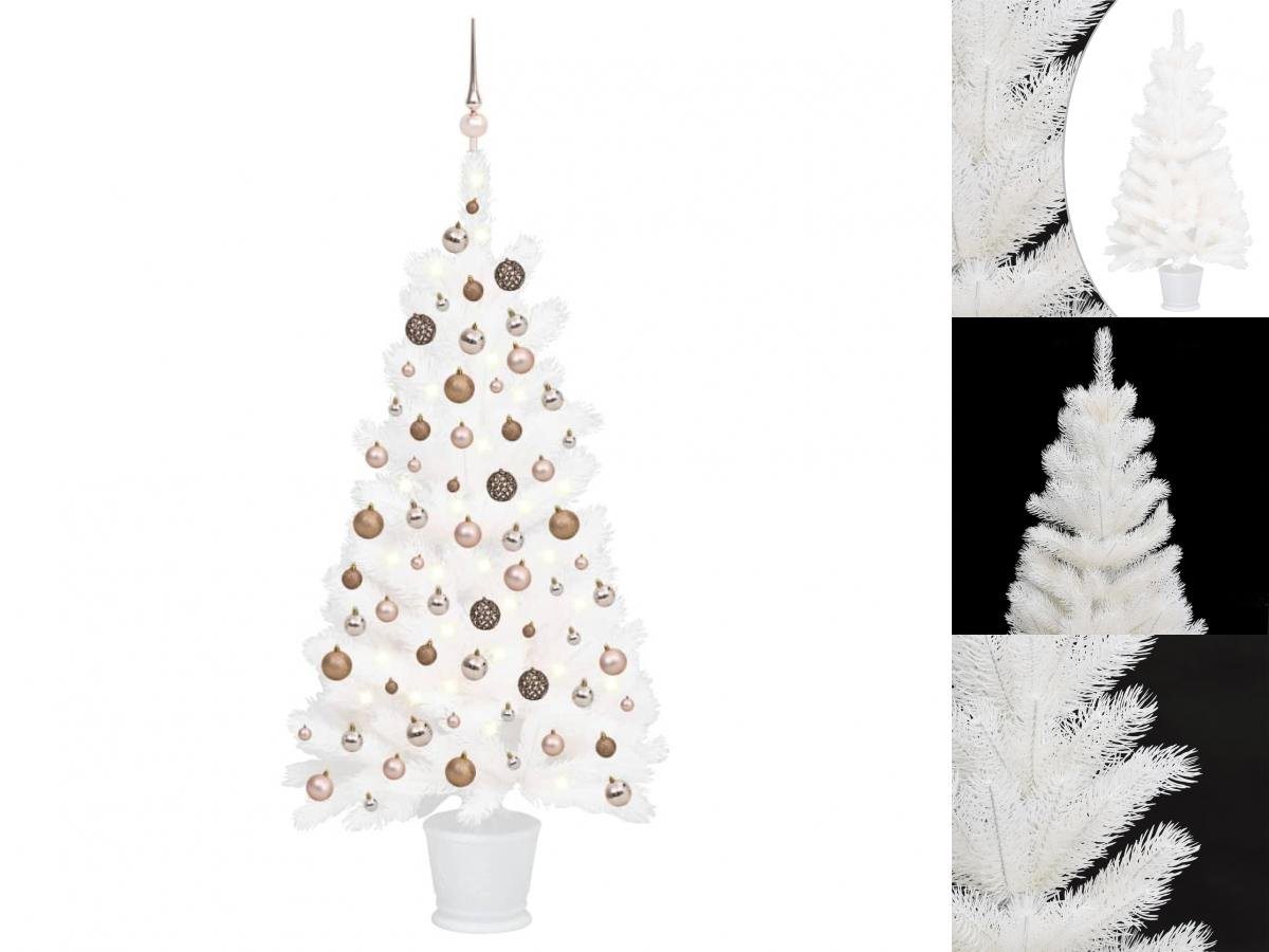 vidaXL Künstlicher Weihnachtsbaum Künstlicher Weihnachtsbaum mit LEDs Kugeln Weiß 90 cm von vidaXL