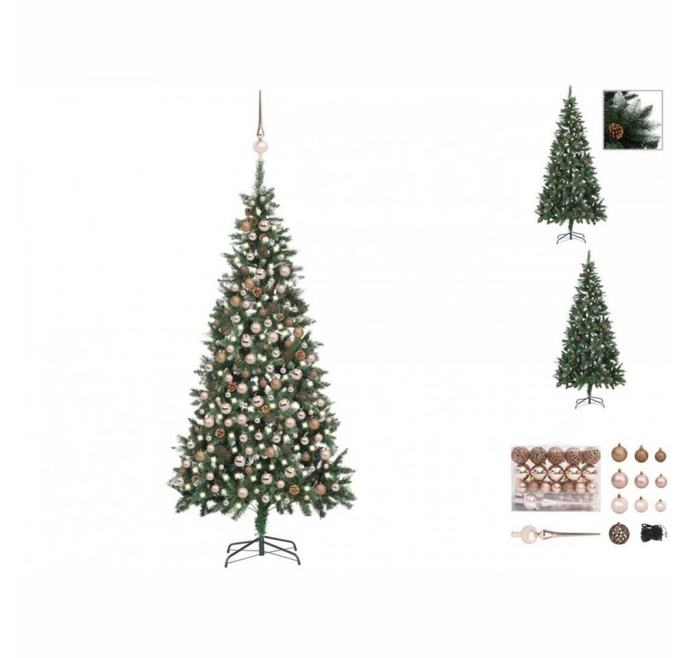 vidaXL Künstlicher Weihnachtsbaum Künstlicher Weihnachtsbaum mit LEDs Kugeln Zapfen 210 cm von vidaXL