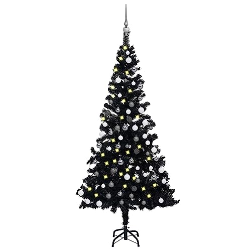 vidaXL Künstlicher Weihnachtsbaum mit LEDs Kugeln Christbaum Tannenbaum Kunstbaum Dekobaum Weihnachten Dekoration Weihnachtsdeko Schwarz 120cm PVC vidaXL Künstlicher Weihnachtsbaum mit LEDs Kugeln Christbaum Tannenbaum Kunstbaum Dekobaum Weihnachten Dekoration Weihnachtsdeko Schwarz 120cm PVC von vidaXL