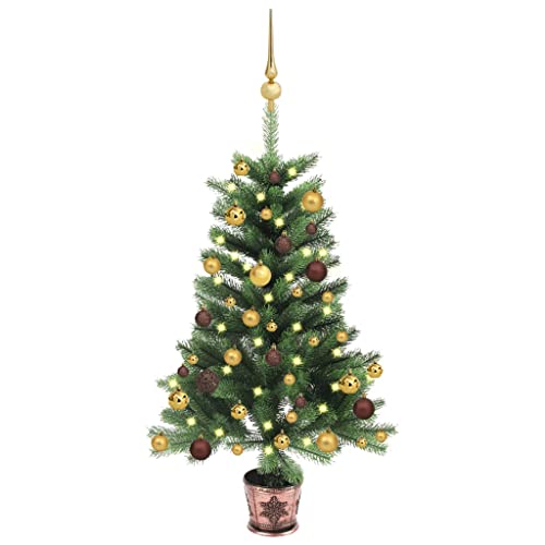 vidaXL Künstlicher Weihnachtsbaum mit LEDs Kugeln Tannenbaum Christbaum Dekobaum Kunstbaum Weihnachten Dekoration Weihnachtsdeko 90cm Grün von vidaXL