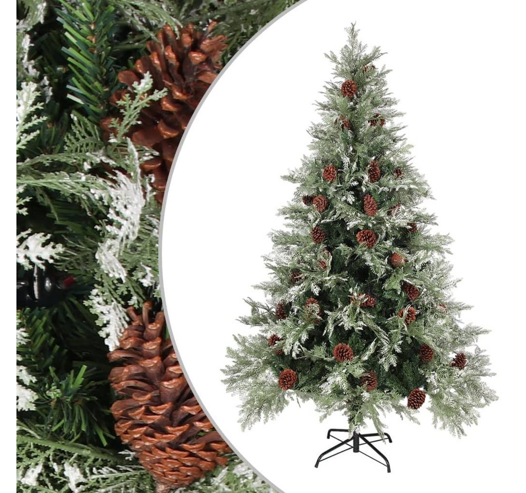 vidaXL Künstlicher Weihnachtsbaum Weihnachtsbaum mit Zapfen Grün und Weiß 120 cm PVC & PE von vidaXL