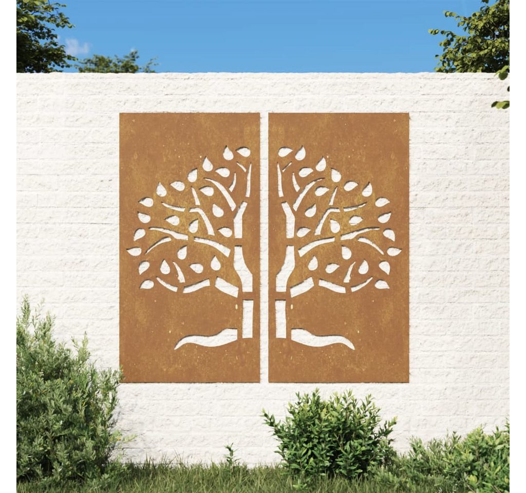 vidaXL Kunstdruck, 2-tlg. Garten-Wanddeko 105x155 cm Cortenstahl Baum-Design vidaXL Kunstdruck, 2-tlg. Garten-Wanddeko 105x155 cm Cortenstahl Baum-Design von vidaXL