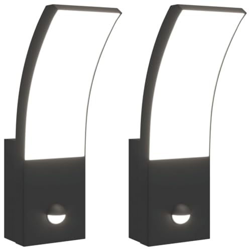 vidaXL LED Außenwandleuchten mit Sensor 2 Stk., Außenwandleuchte mit IP54-Schutzart, Außenleuchte mit Diffusor, Wandleuchte Gartenlampe, Schwarz Aluminiumdruckguss von vidaXL