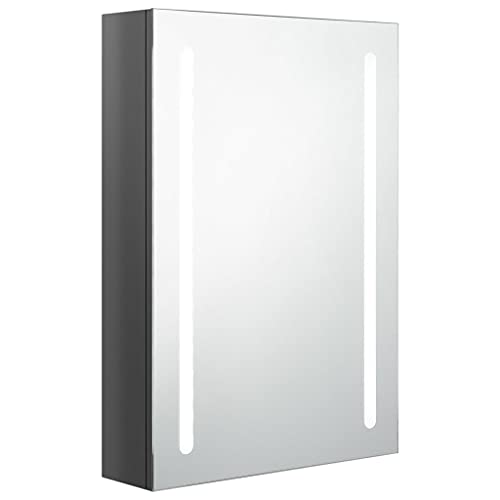 vidaXL LED Bad Spiegelschrank Badezimmerspiegel Badspiegel Spiegel Badschrank Badezimmerschrank Hängeschrank Wandschrank Glänzendes Grau 50x13x70cm von vidaXL