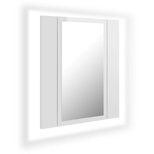 vidaXL LED Bad Spiegelschrank Badezimmerspiegel Badspiegel Spiegel Badschrank Badezimmerschrank Hängeschrank Wandschrank Hochglanz-Weiß 40x12x45cm Acryl von vidaXL