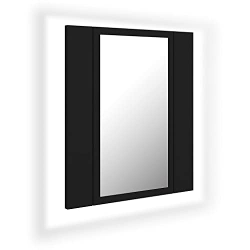 vidaXL LED Bad Spiegelschrank Badezimmerspiegel Badspiegel Spiegel Badschrank Badezimmerschrank Hängeschrank Wandschrank Schwarz 40x12x45cm Acryl von vidaXL