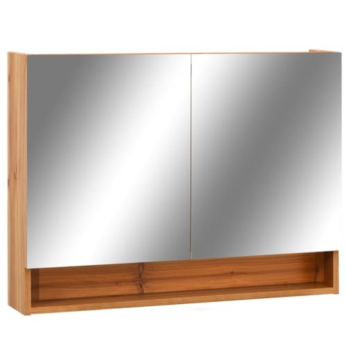 vidaXL LED Bad Spiegelschrank Badschrank Lichtspiegel Badspiegel Badezimmerspiegel Hängeschrank Badmöbel Wandschrank Eichefarben 80x15x60cm MDF von vidaXL