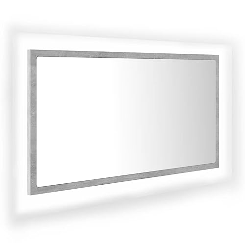 vidaXL LED Badspiegel Wandspiegel Badezimmerspiegel Lichtspiegel Spiegel Hängespiegel Bad Badezimmer Beleuchtung Betongrau 80x8,5x37cm Acryl von vidaXL