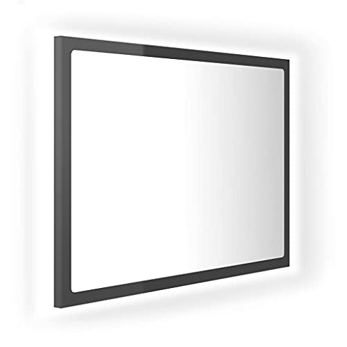 vidaXL LED Badspiegel Wandspiegel Badezimmerspiegel Lichtspiegel Spiegel Hängespiegel Bad Badezimmer Beleuchtung Hochglanz-Grau 60x8,5x37cm Acryl von vidaXL