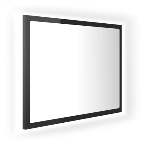 vidaXL LED Badspiegel Wandspiegel Badezimmerspiegel Lichtspiegel Spiegel Hängespiegel Bad Badezimmer Beleuchtung Hochglanz-Schwarz 60x8,5x37cm Acryl von vidaXL